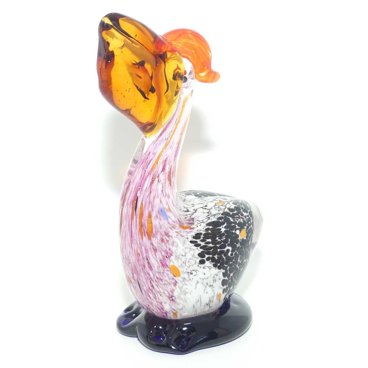 Studio Art Glass Pelican with Fish in Beak