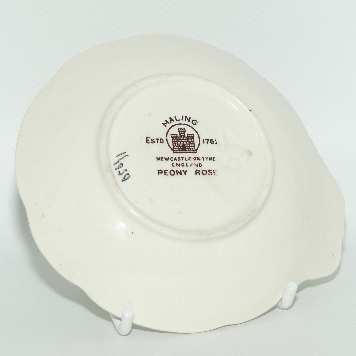 Maling Peony Rose with Green tab handle dish | Pattern 6561