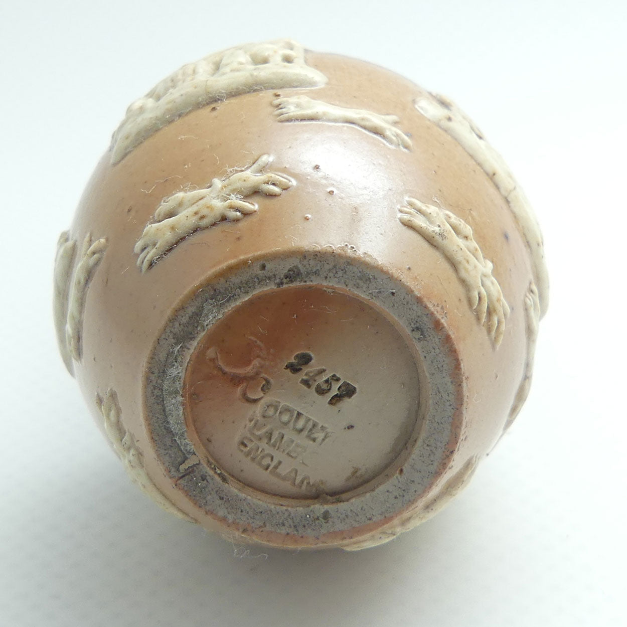 Doulton Lambeth Harvest Hunting pepper pot with Sterling Silver collar and lid | #2 | Birmingham 1898