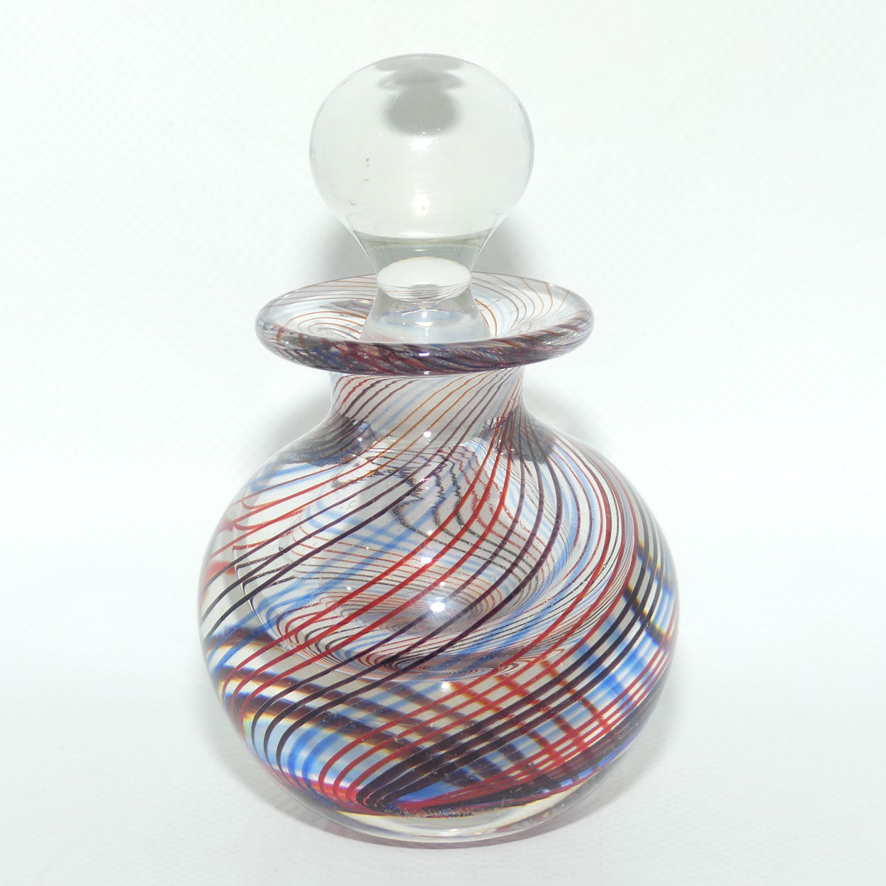 Murano Glass Swirl design Perfume bottle and Clear Glass stopper