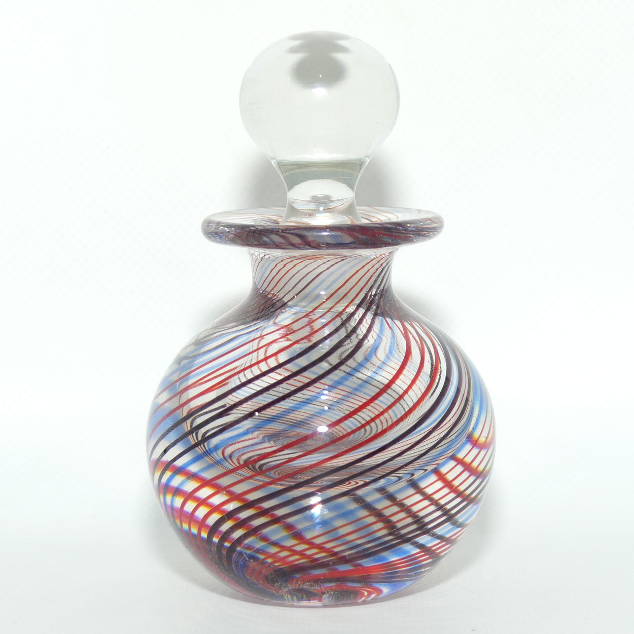 Murano Glass Swirl design Perfume bottle and Clear Glass stopper