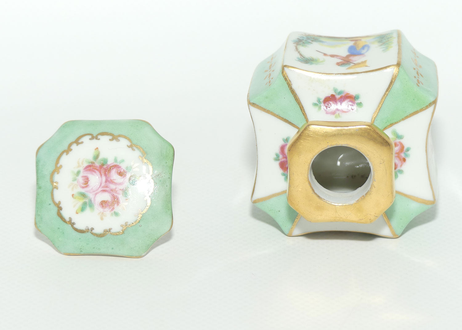 Antique 8 sided perfume bottle with oriental scenes | European style