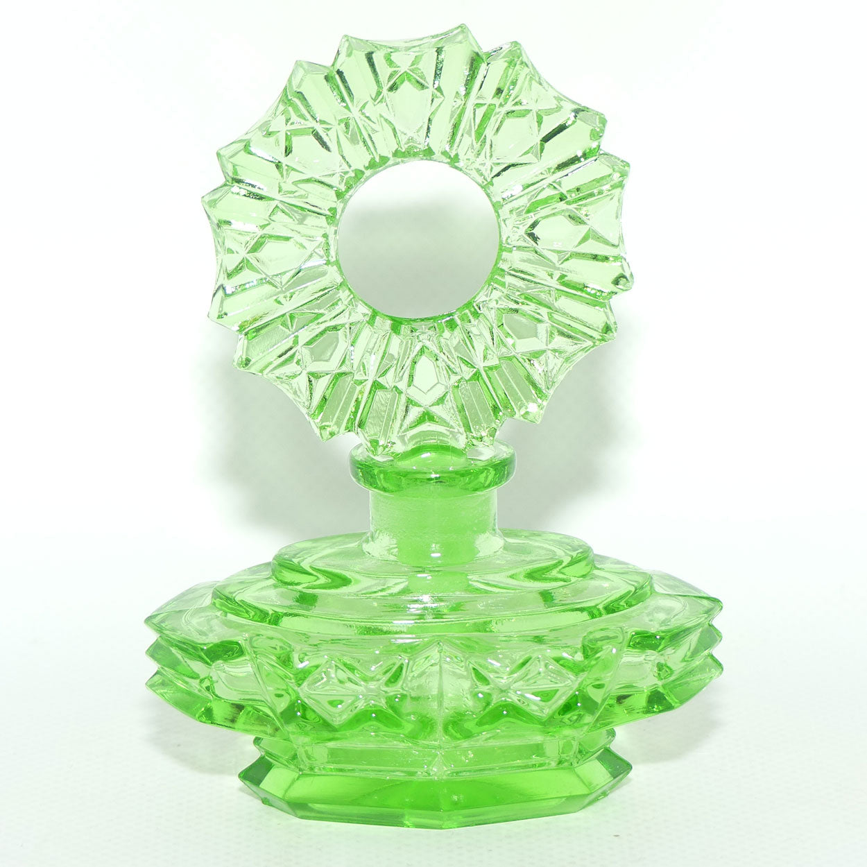 Art Deco Green Glass perfume bottle | Czech