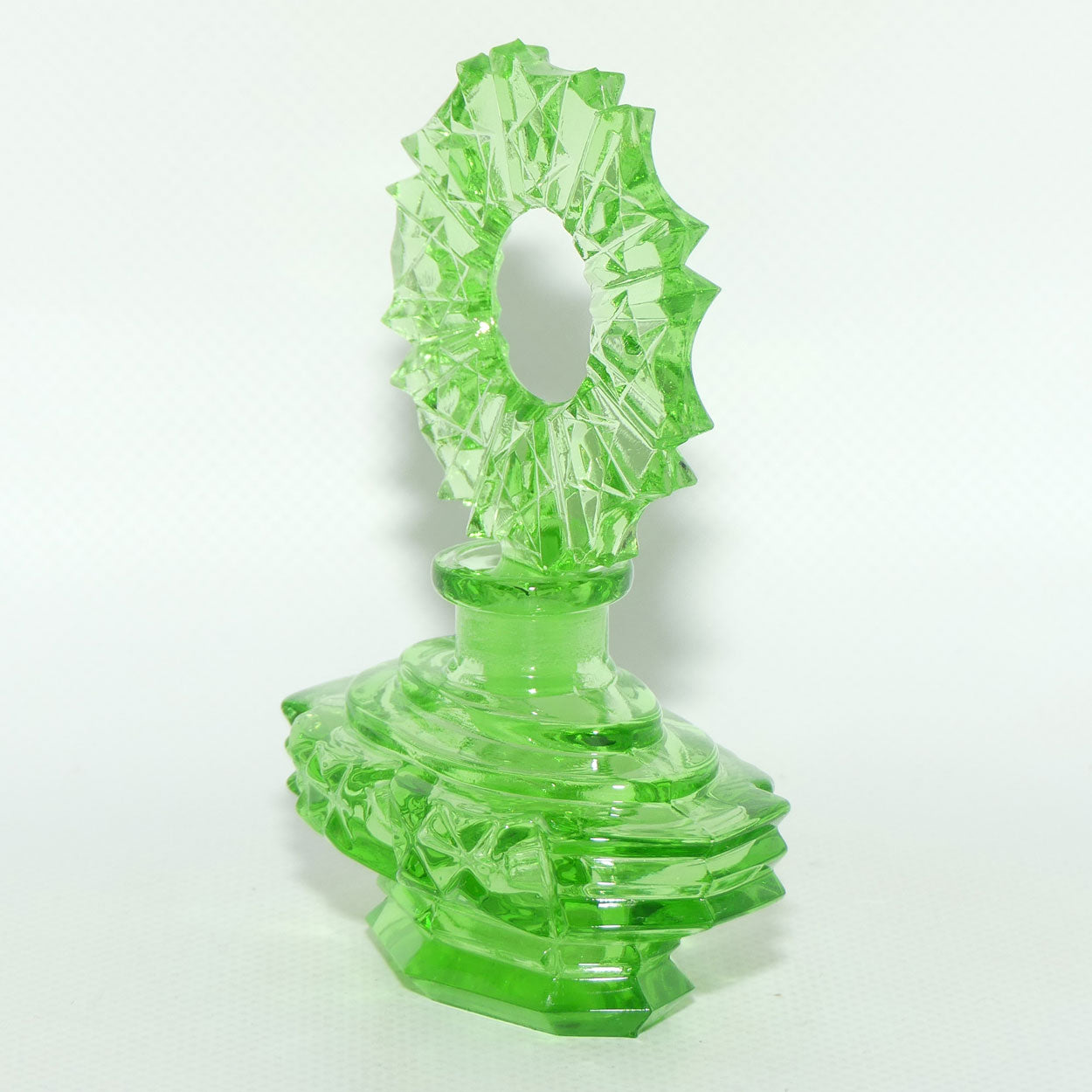 Art Deco Green Glass perfume bottle | Czech