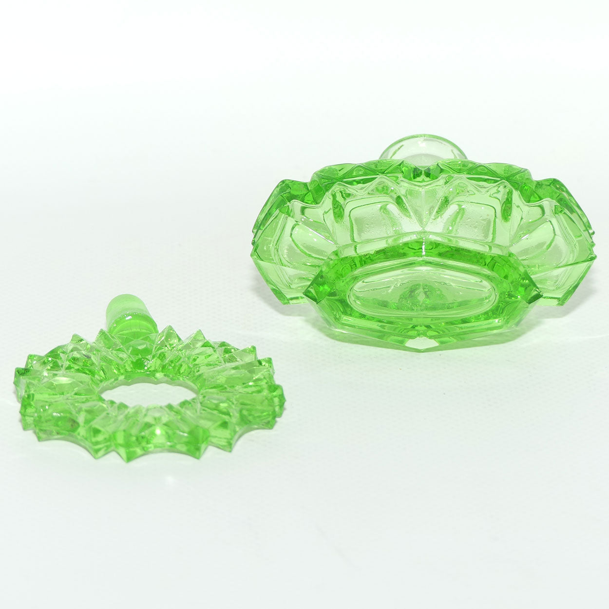 Art Deco Green Glass perfume bottle | Czech