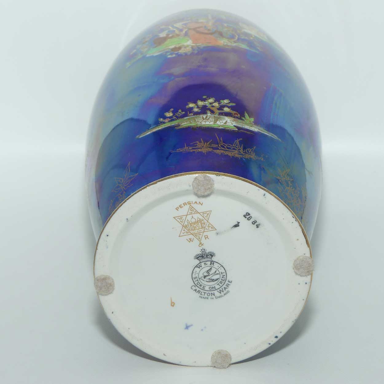 W & R Carlton Ware Persian pattern on Lustre Blue vase | #1 | 26cm