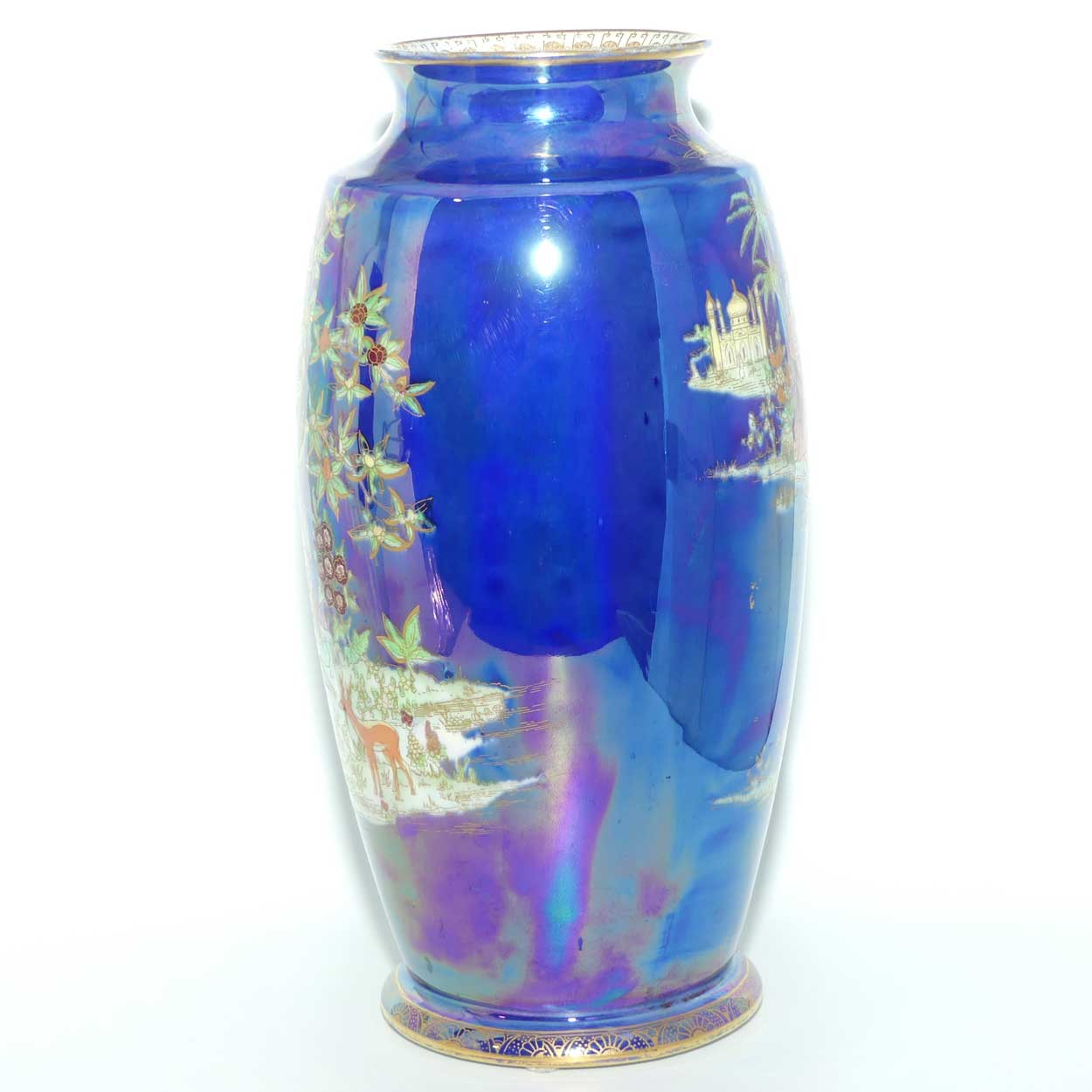 W & R Carlton Ware Persian pattern on Lustre Blue vase | #2 | 26cm