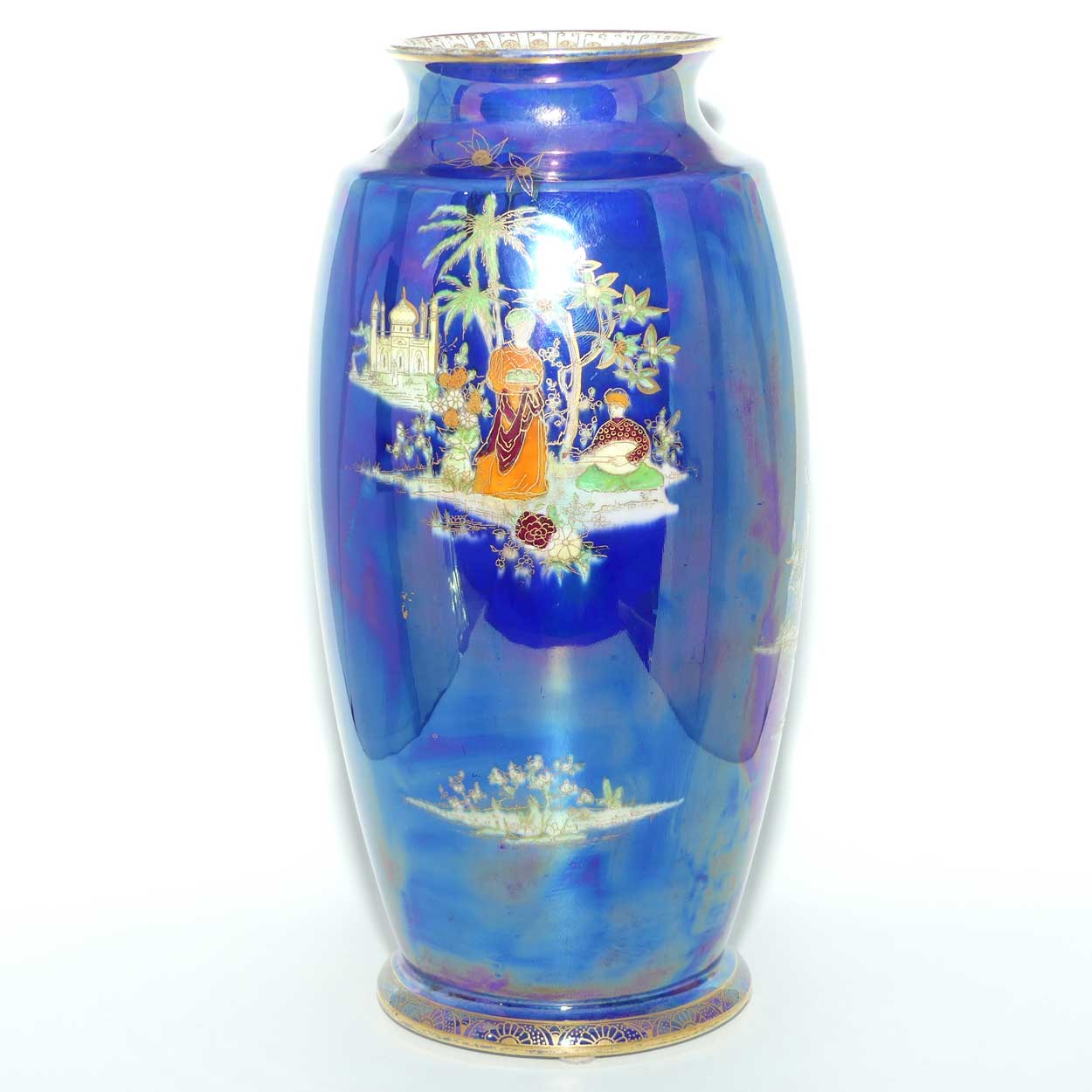 W & R Carlton Ware Persian pattern on Lustre Blue vase | #2 | 26cm