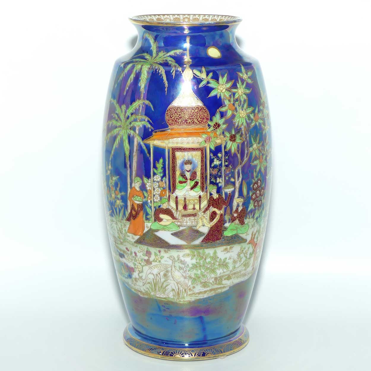 W & R Carlton Ware Persian pattern on Lustre Blue vase | #2 | 26cm