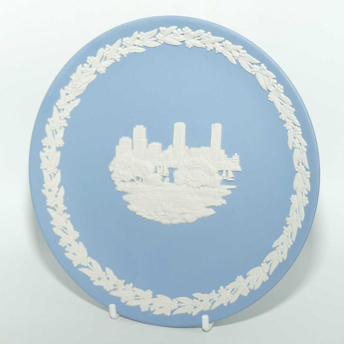 Wedgwood Jasper | Australian Capital Cities | White on Pale Blue | Perth plate | 16.5cm | box + Cert