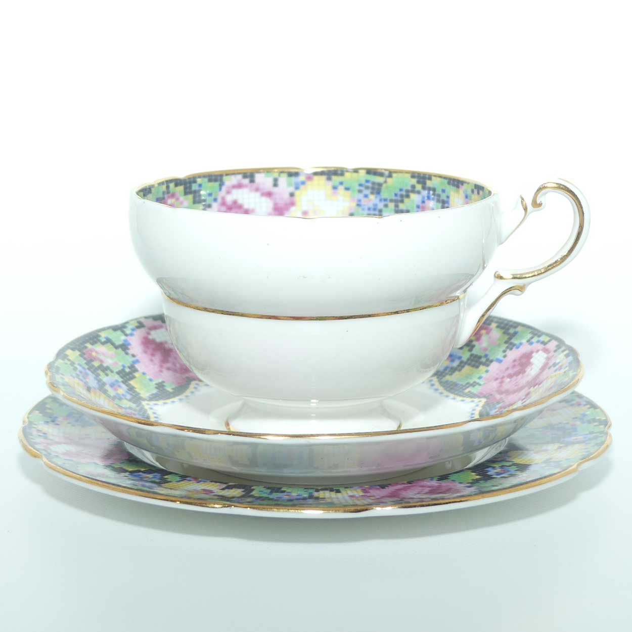 Paragon Bone China Gingham Rose trio