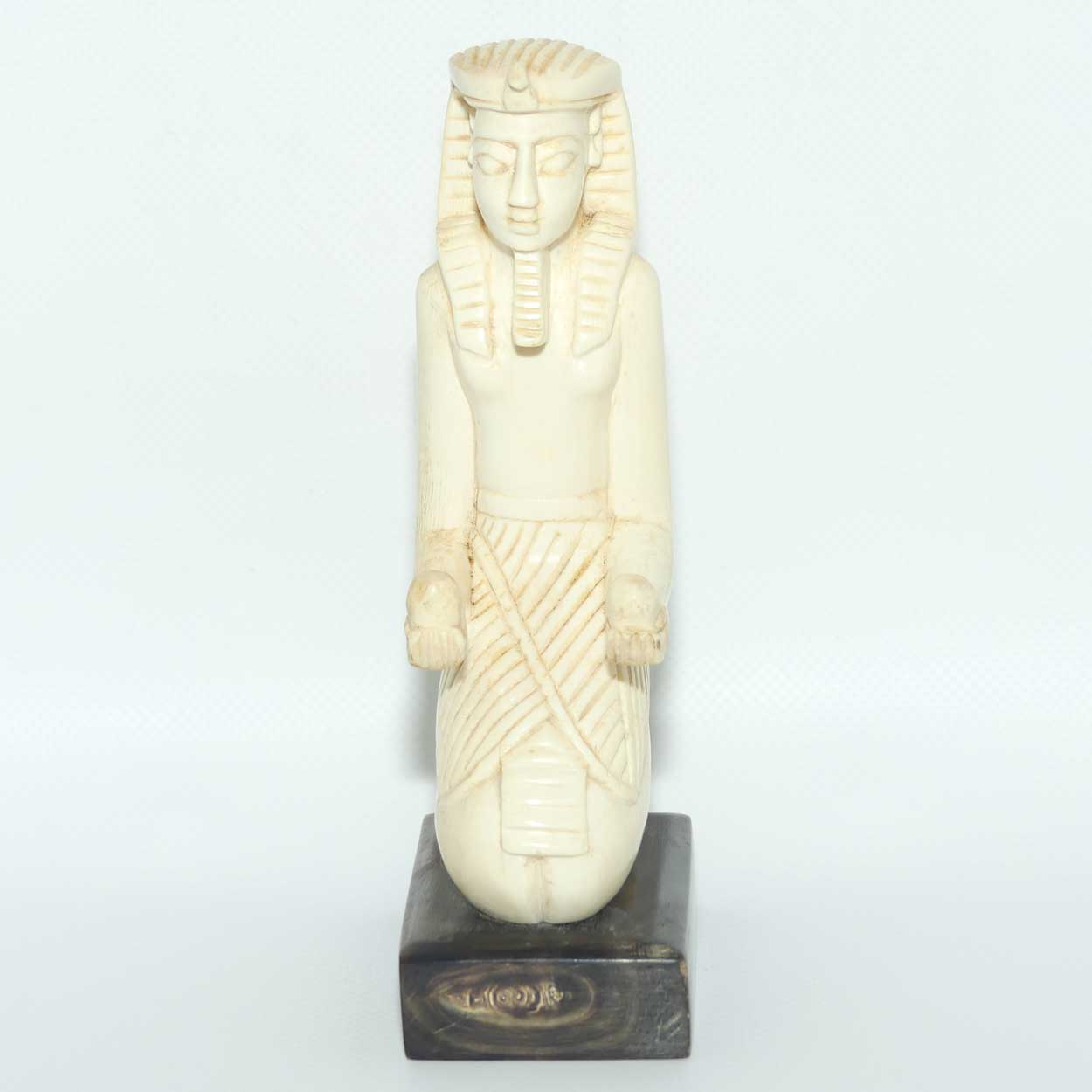 Carved Ivory figure of Egyptian Pharoah on Horn base | Ramses