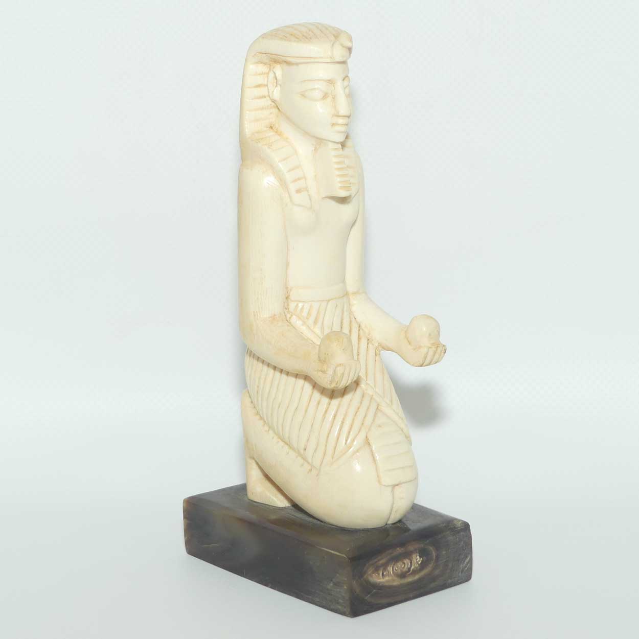 Carved Ivory figure of Egyptian Pharoah on Horn base | Ramses