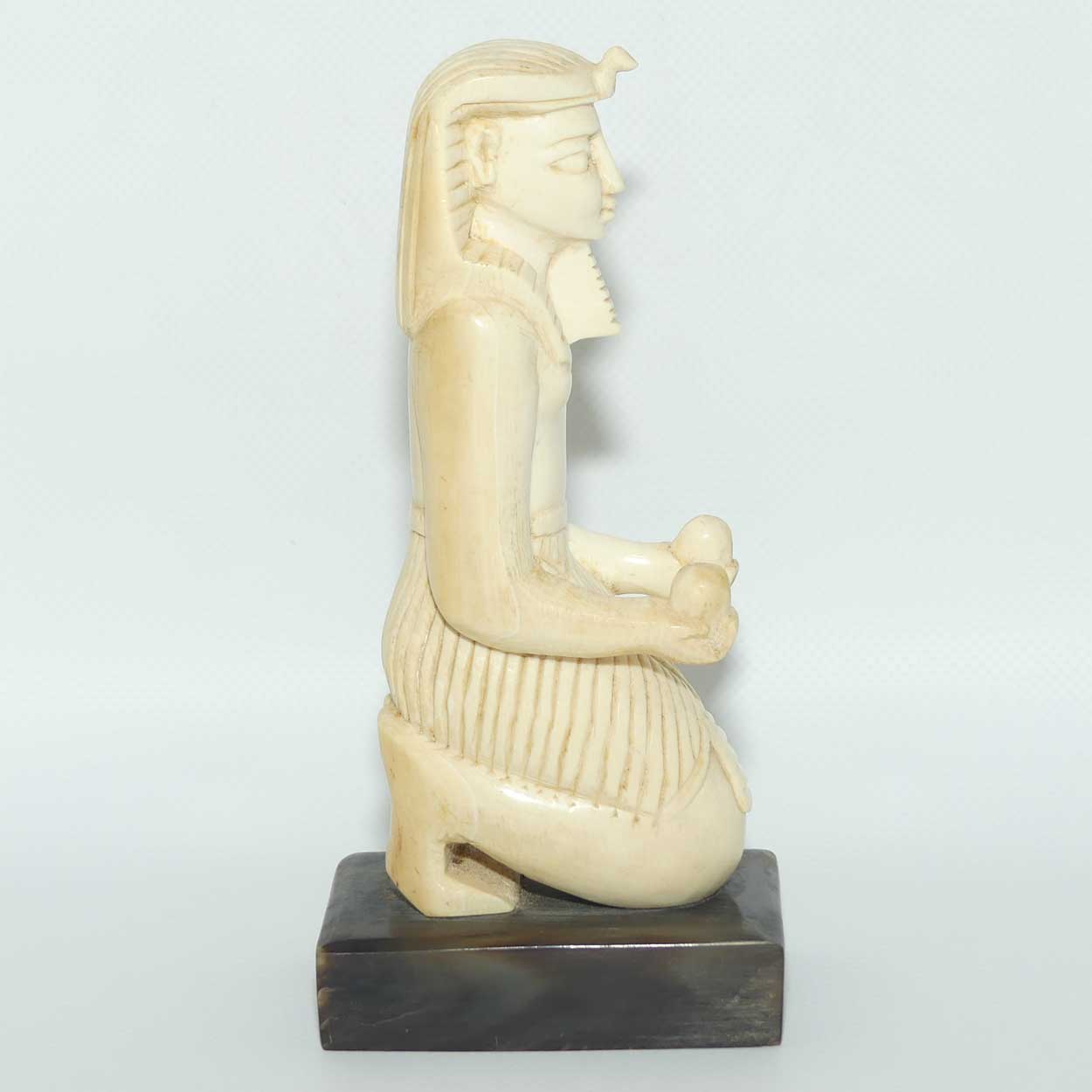 Carved Ivory figure of Egyptian Pharoah on Horn base | Ramses