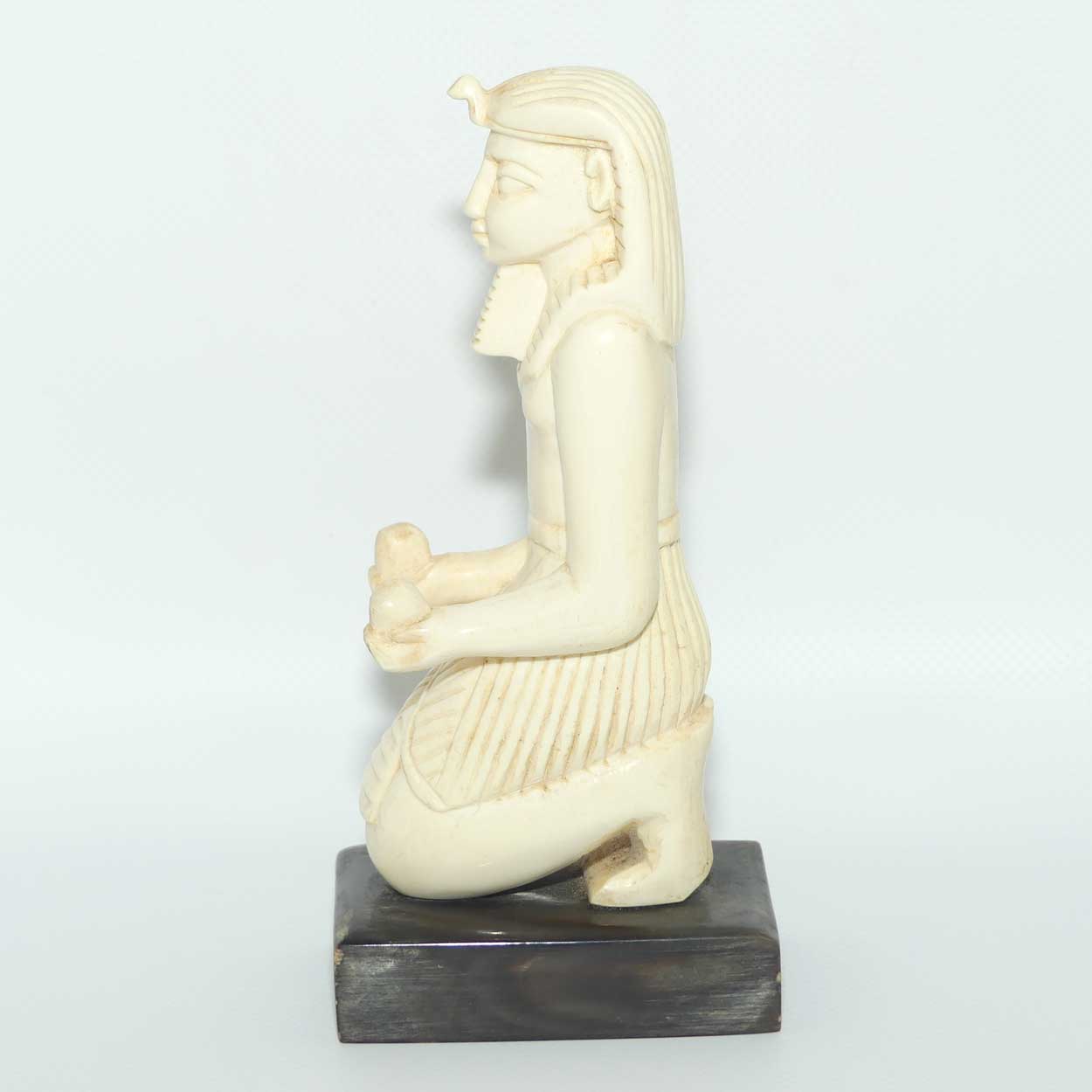 Carved Ivory figure of Egyptian Pharoah on Horn base | Ramses