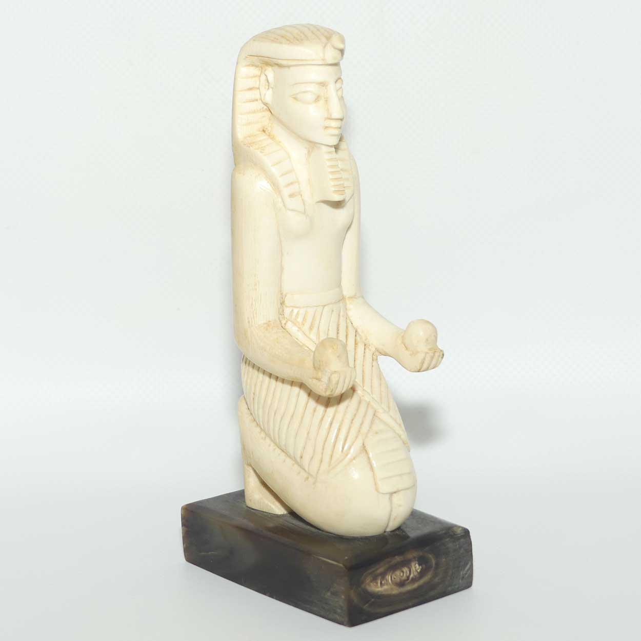 Carved Ivory figure of Egyptian Pharoah on Horn base | Ramses
