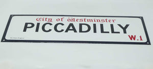 Vintage Enamel street sign | City of Westminster | Piccaddilly W.1