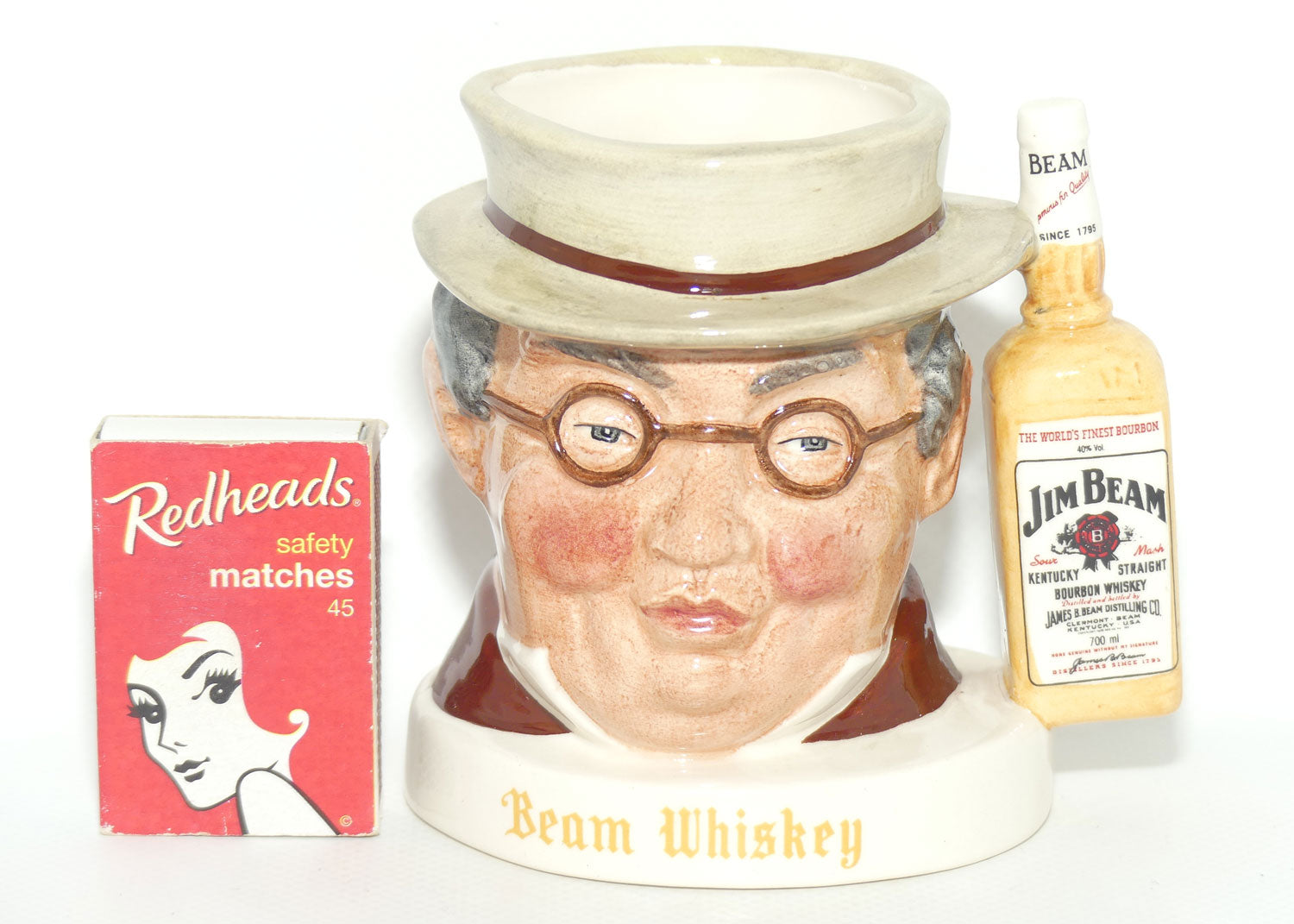 D- Royal Doulton small character jug Mr Pickwick | Beam Whiskey World's Finest Bourbon