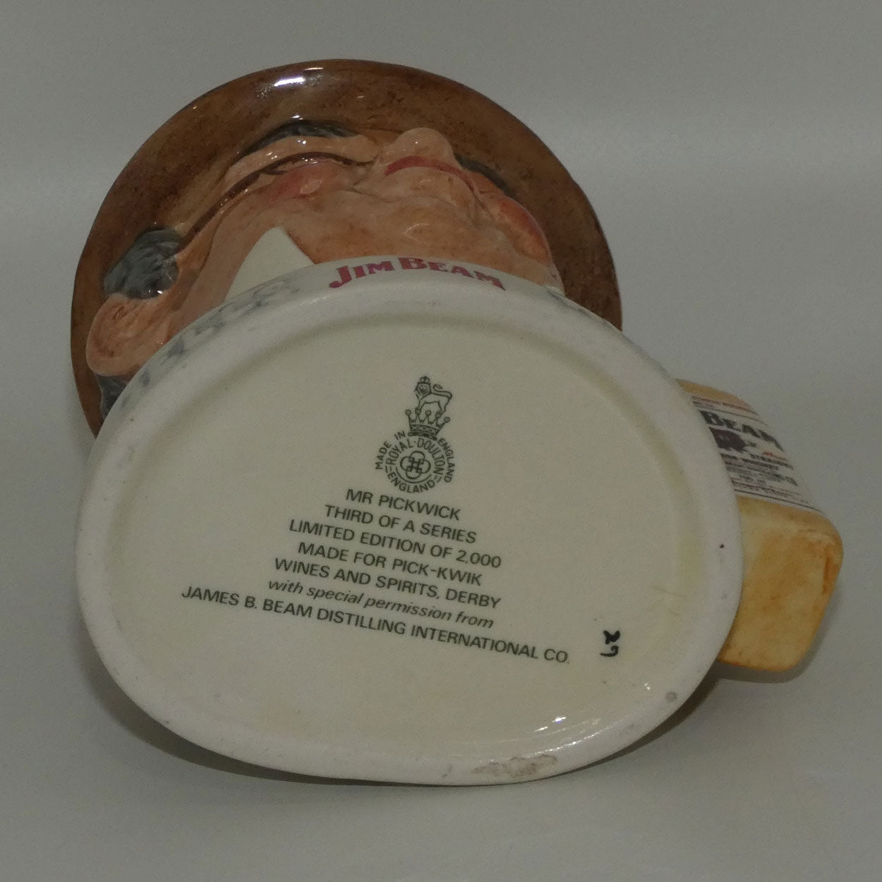 D- Royal Doulton small character jug Mr Pickwick | Pick Kwik Derby Jim Beam