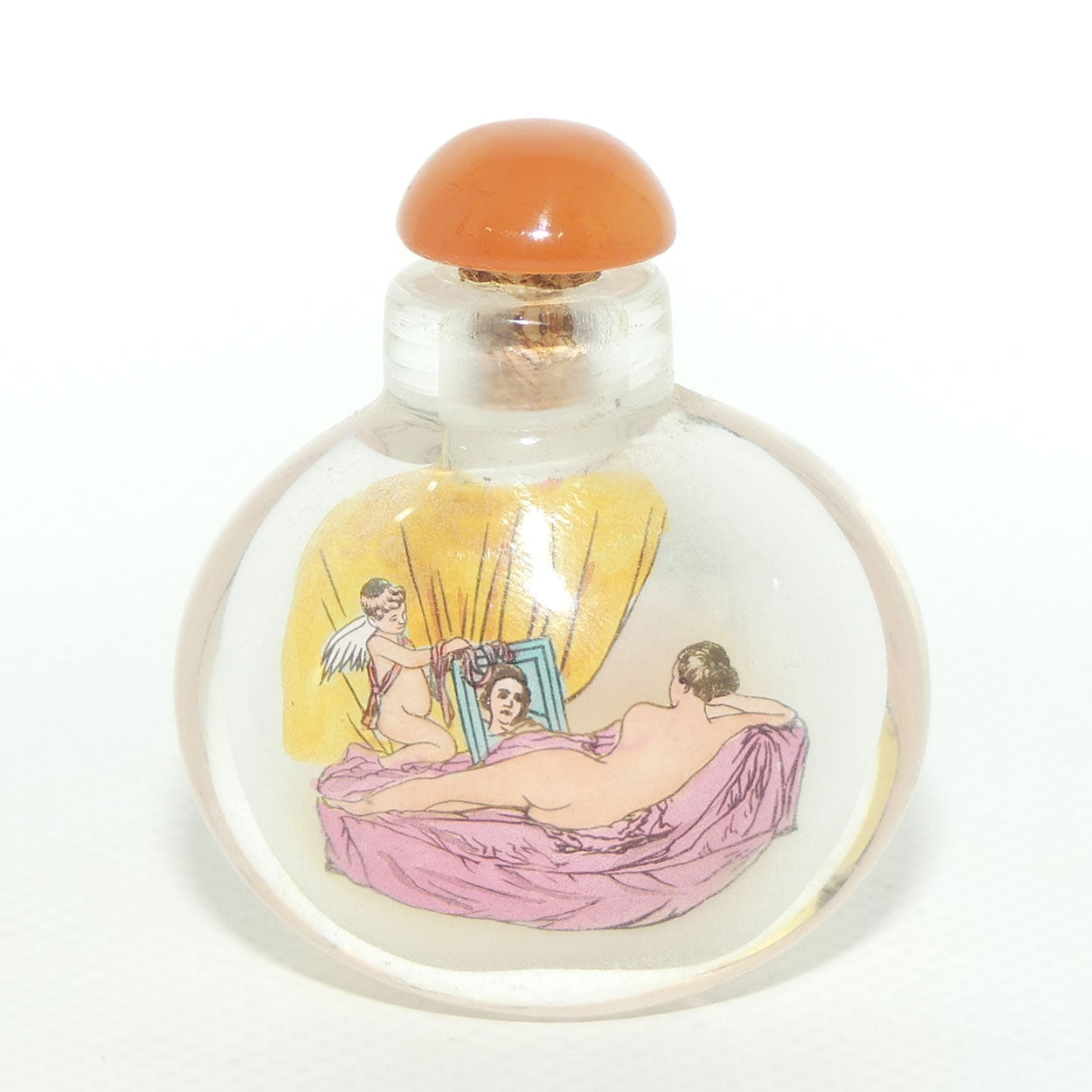 Reverse Painted inside Glass Snuff Bottle | Erotica Posing