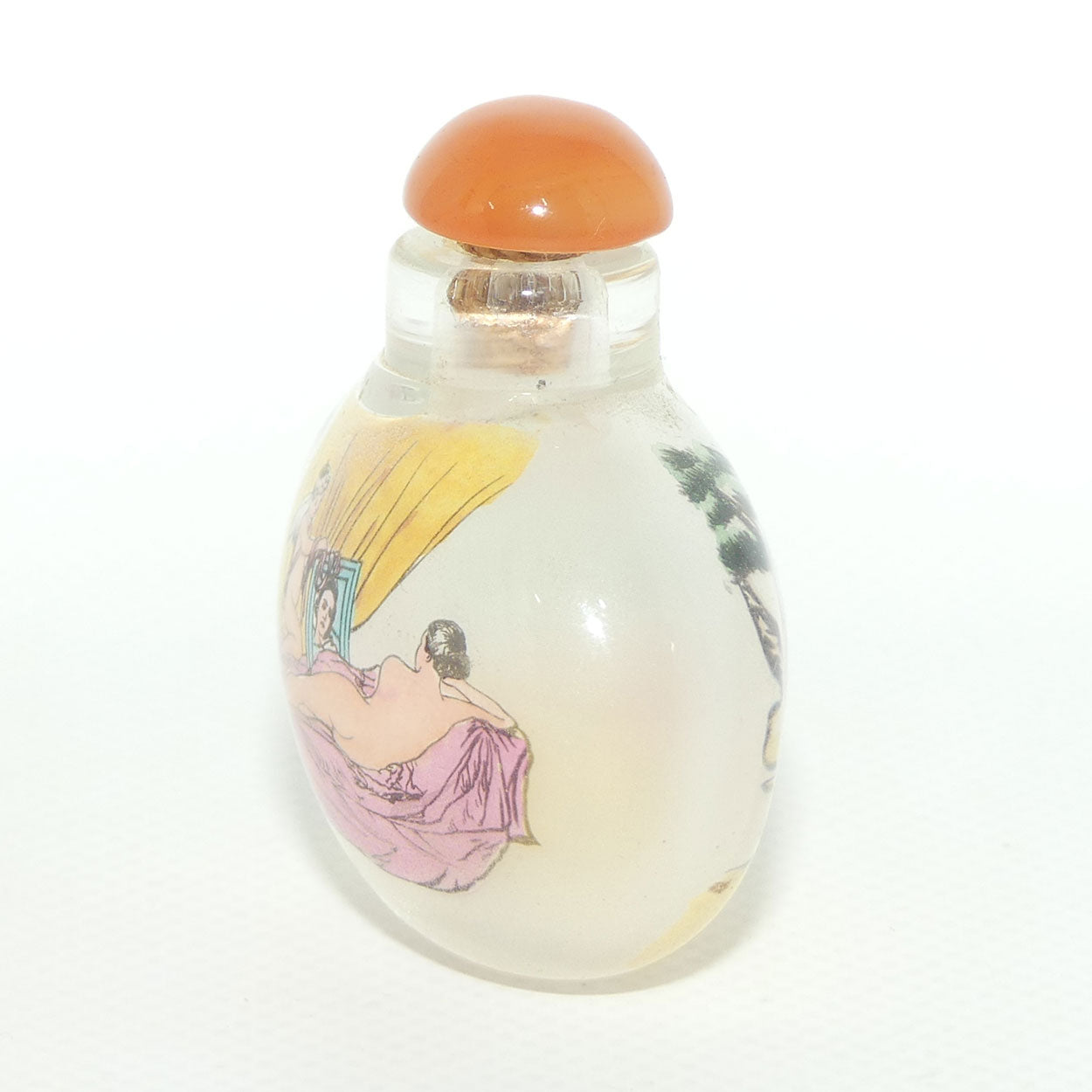 Reverse Painted inside Glass Snuff Bottle | Erotica Posing