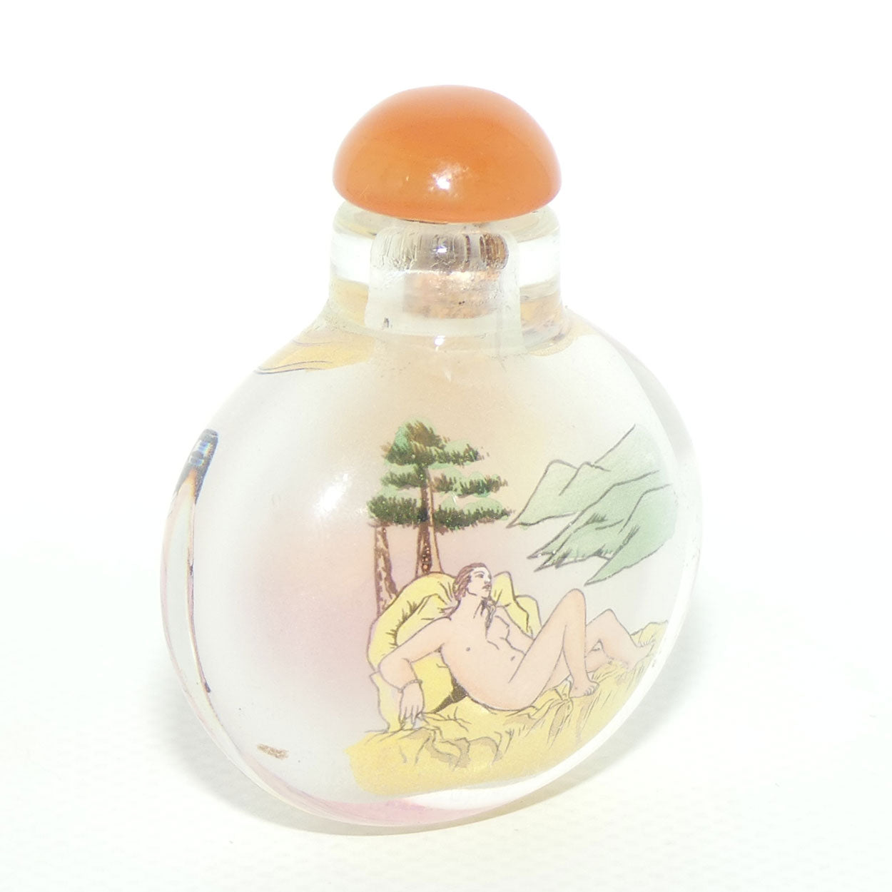 Reverse Painted inside Glass Snuff Bottle | Erotica Posing