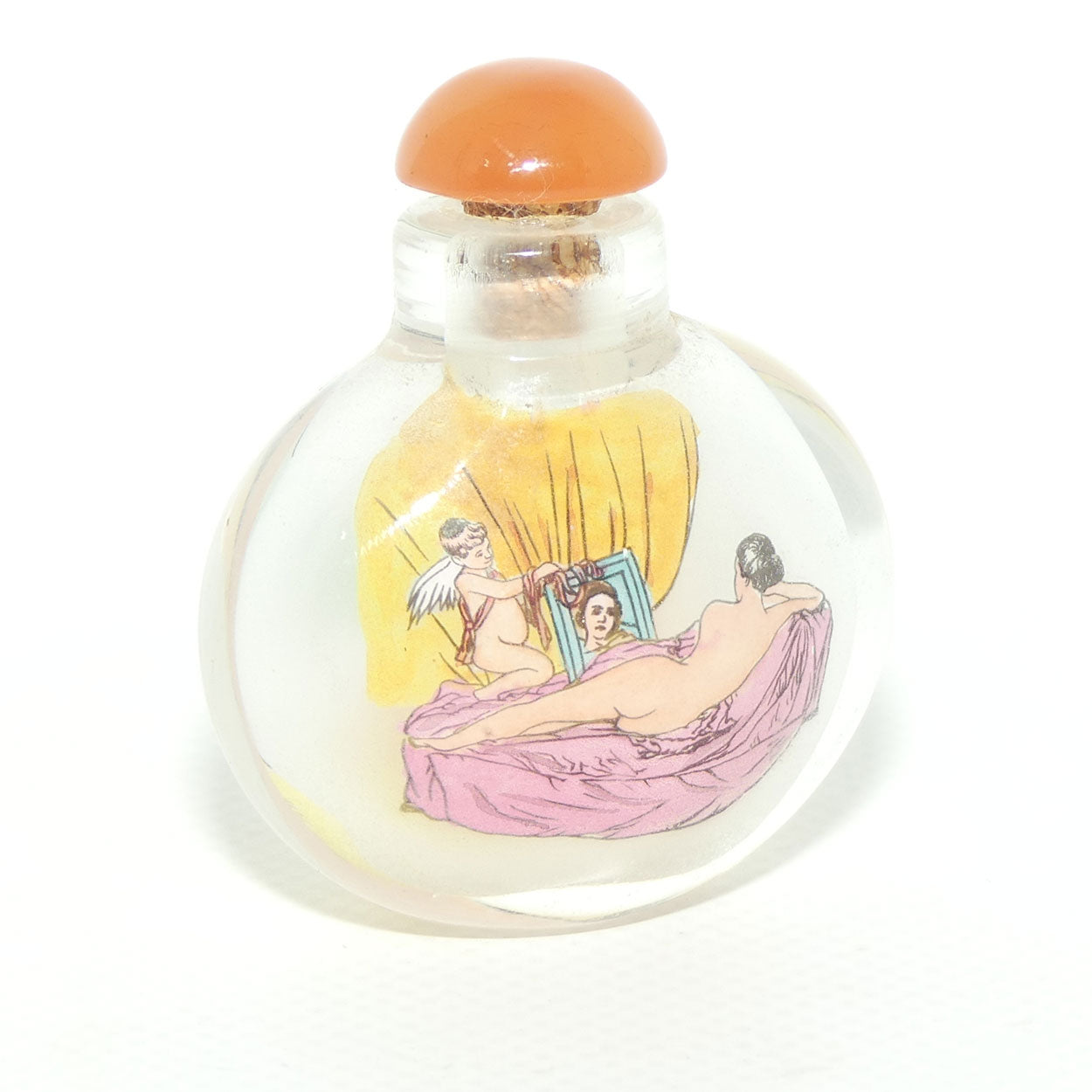 Reverse Painted inside Glass Snuff Bottle | Erotica Posing