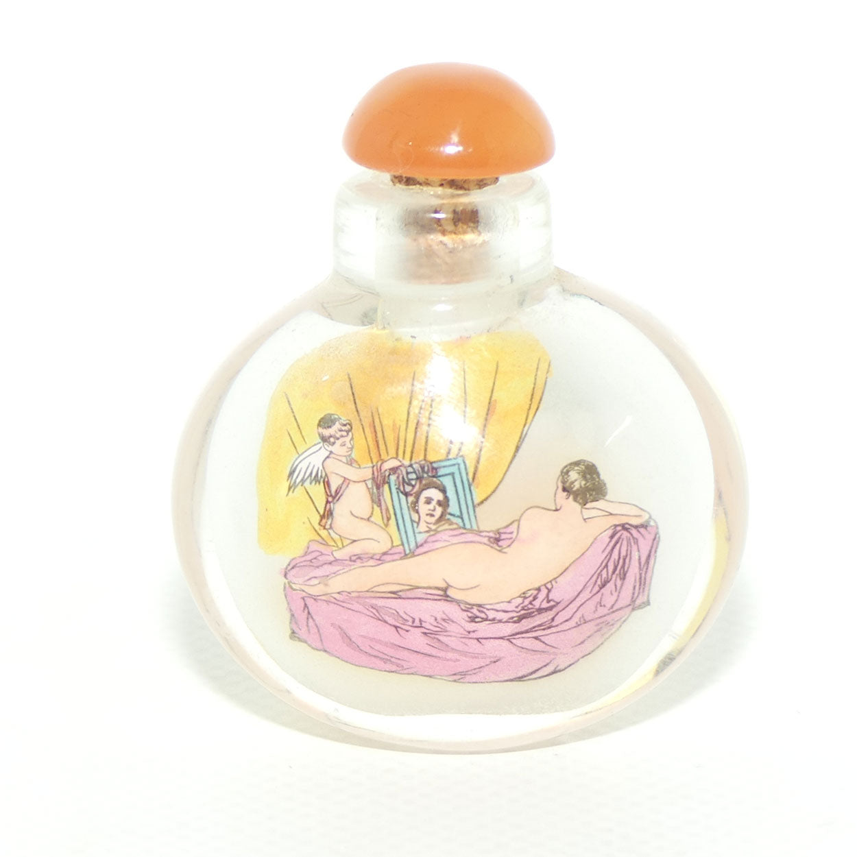 Reverse Painted inside Glass Snuff Bottle | Erotica Posing