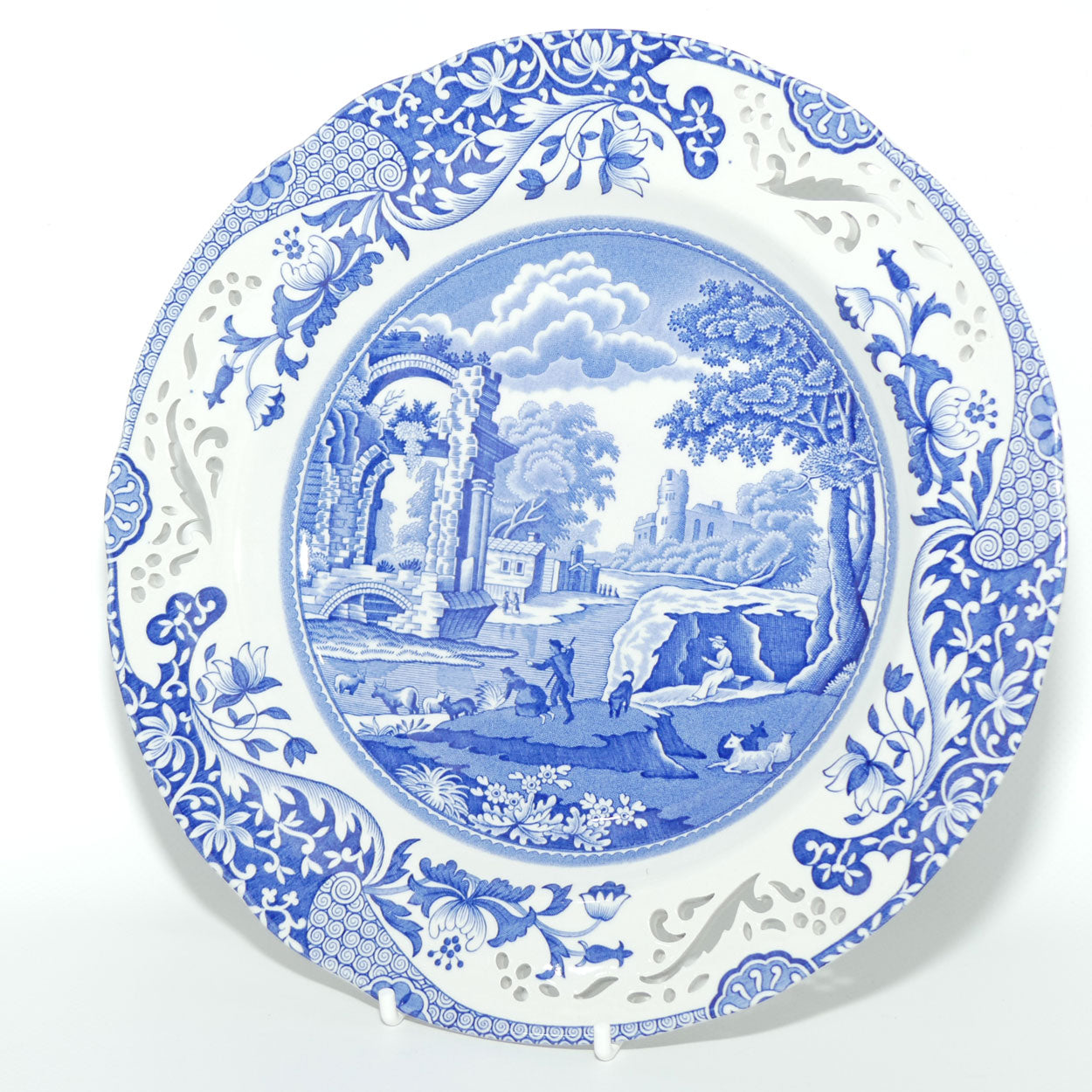 Spode Blue and White Italian design plate with pierced gallery | 23cm | boxed