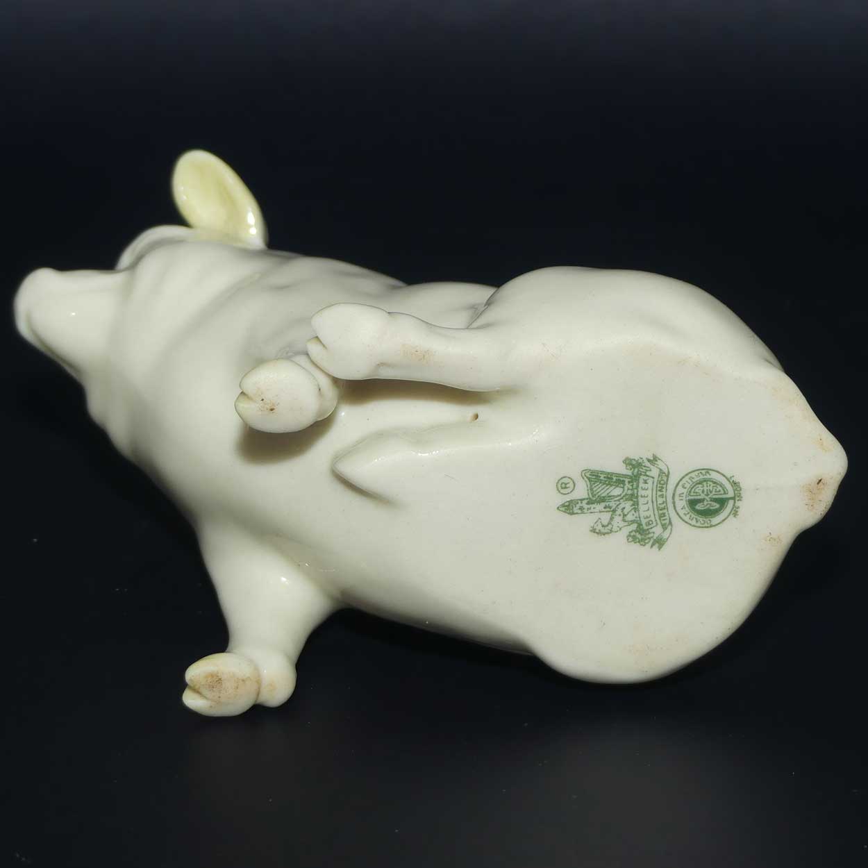 Belleek Pig with Ears Down | 3rd Green Mark | #2