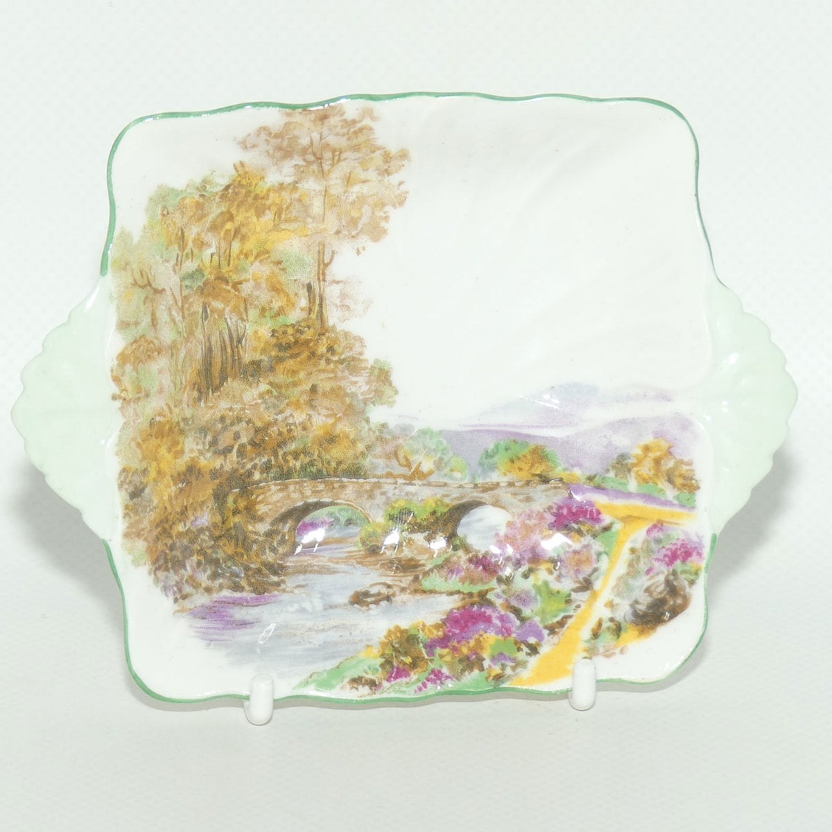 Shelley Heather pattern tab handle pin dish | minor blemish