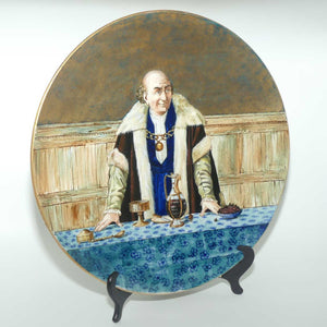 Doulton Burslem Faience | Pinder Bourne charger | Christmas with the Guild | Mr Chairman and Gentleman after Henry Stacy Marks RA signed to rear by Lizzie Haughton c.1881 - 1883