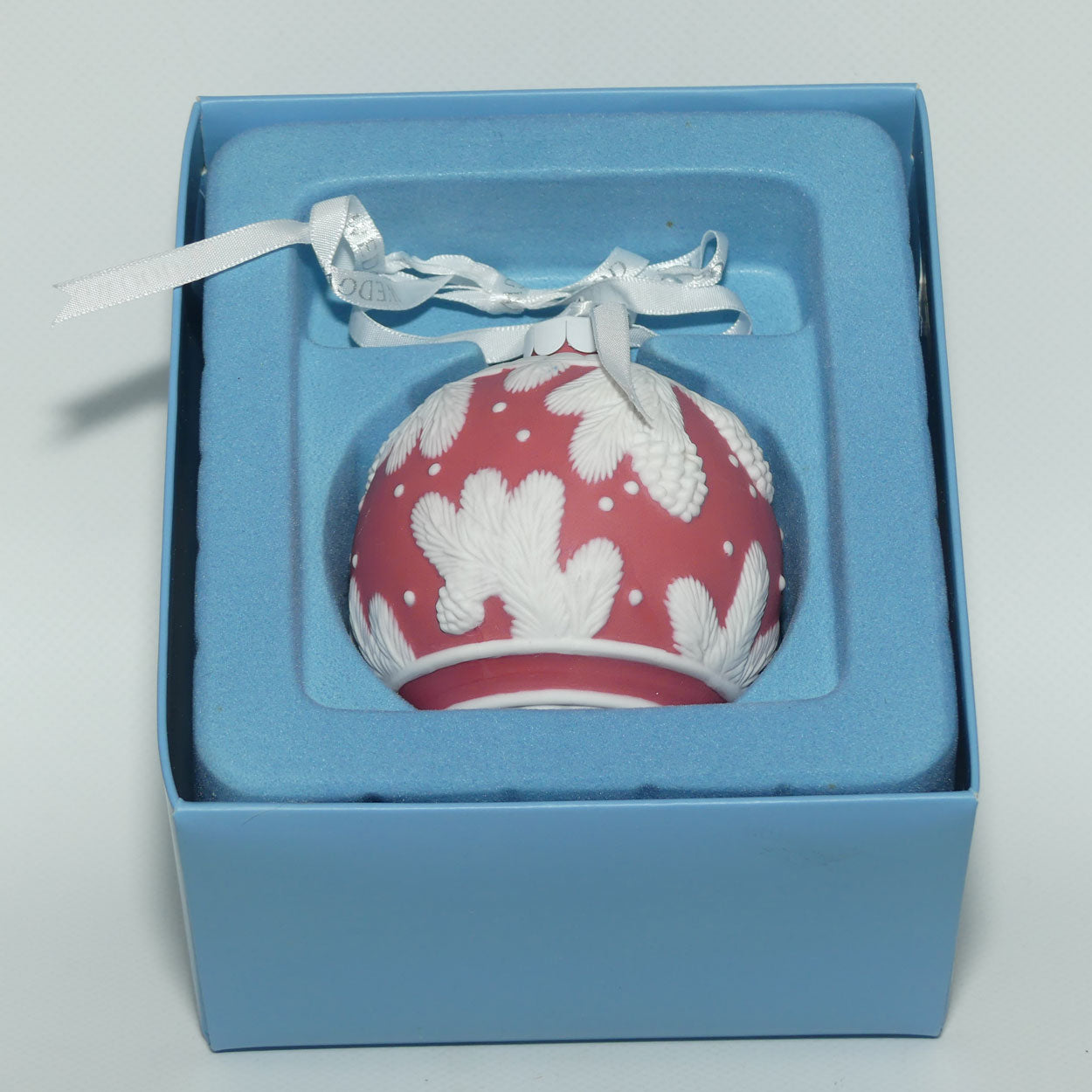 Wedgwood Jasperware Christmas ornament bauble | Red Pine Cone | boxed