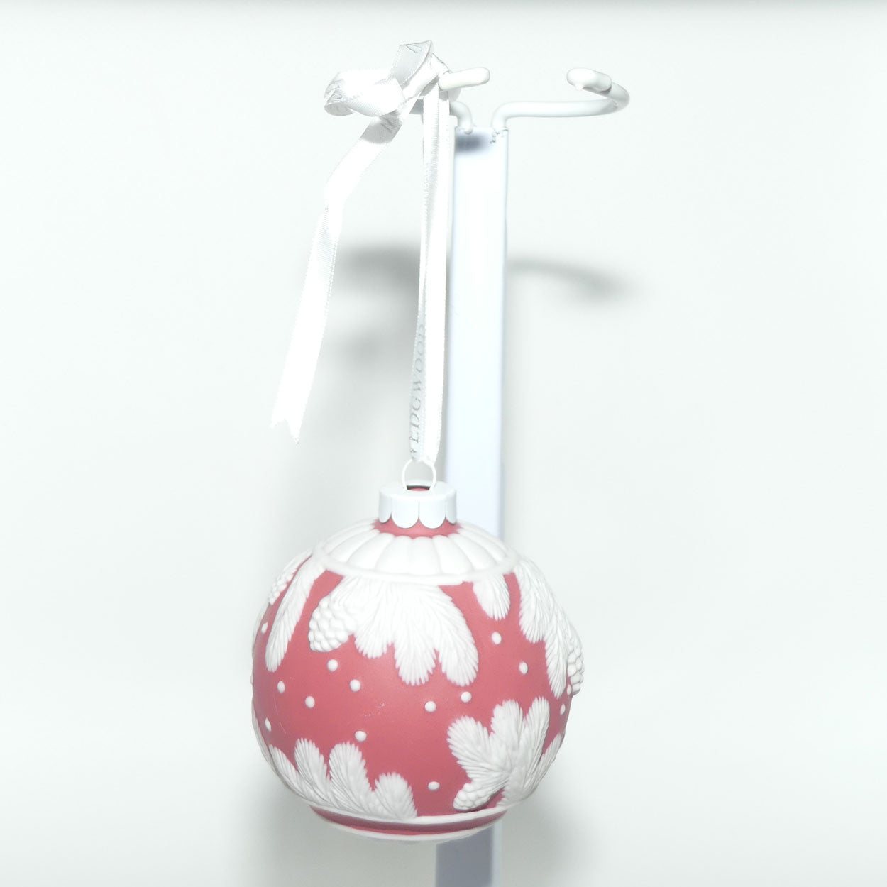 Wedgwood Jasperware Christmas ornament bauble | Red Pine Cone | boxed