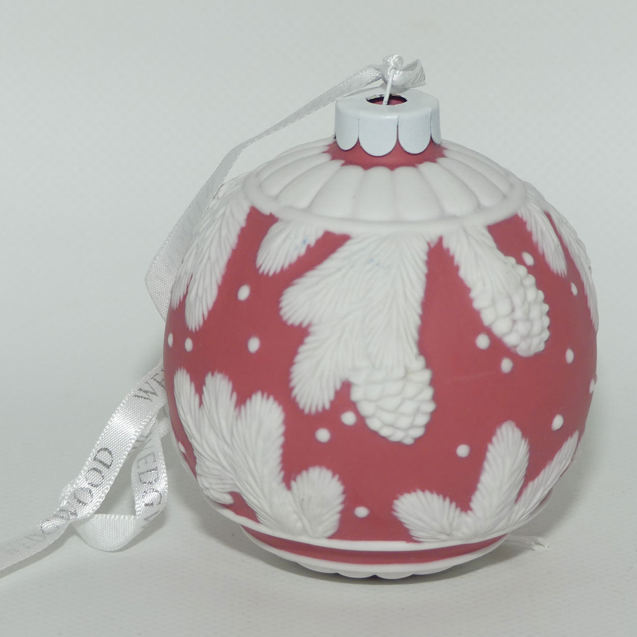 Wedgwood Jasperware Christmas ornament bauble | Red Pine Cone | boxed