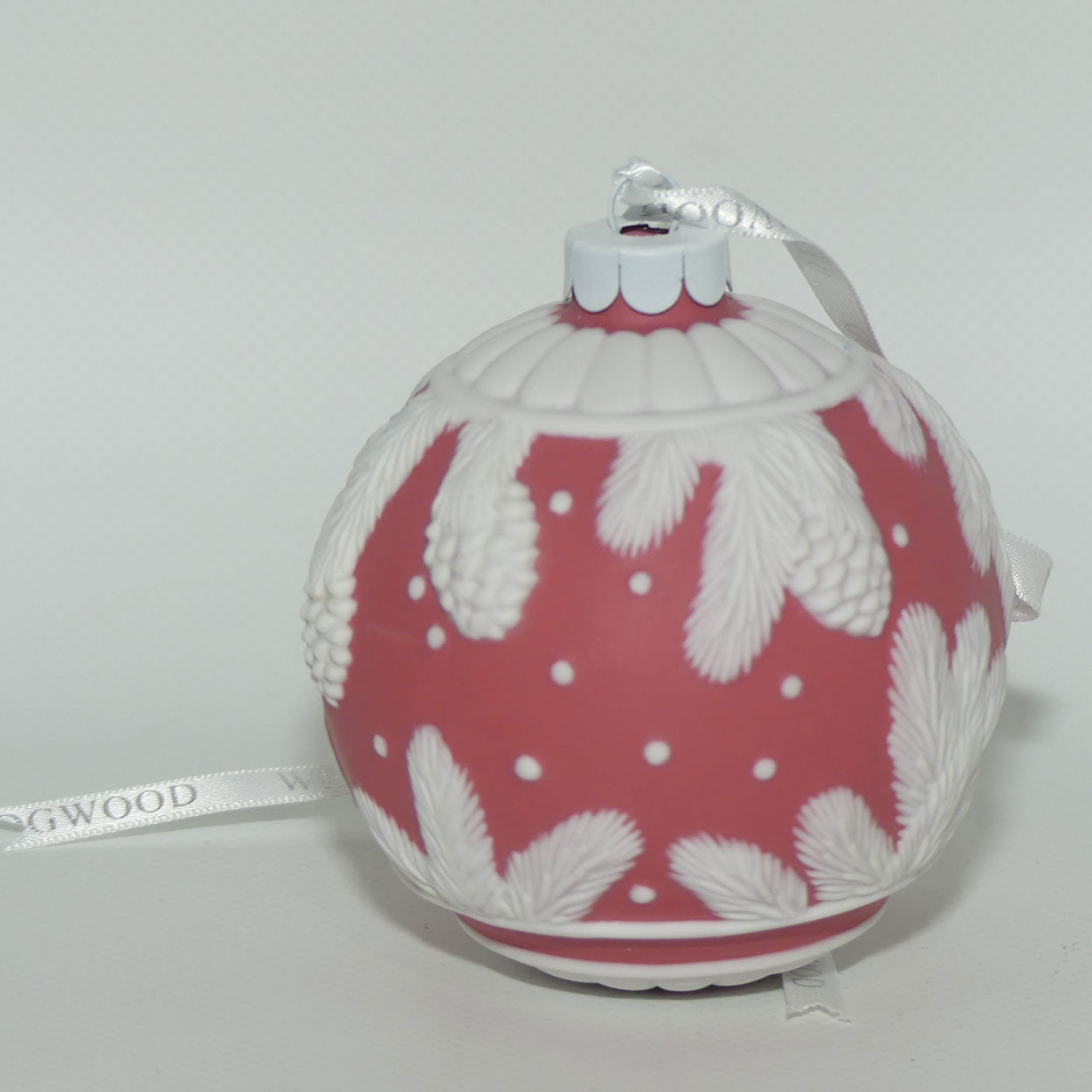 Wedgwood Jasperware Christmas ornament bauble | Red Pine Cone | boxed