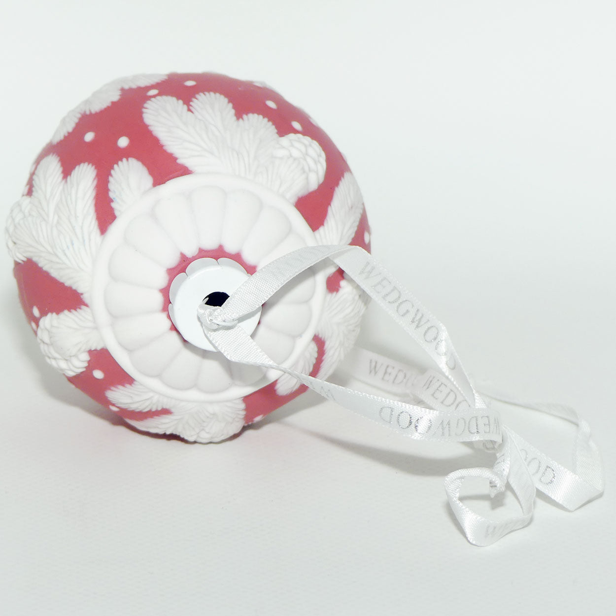 Wedgwood Jasperware Christmas ornament bauble | Red Pine Cone | boxed