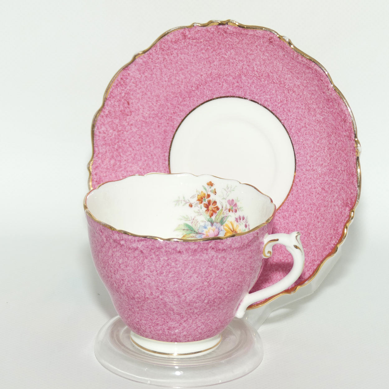 Coalport Bone China Pink ground Floral spray duo