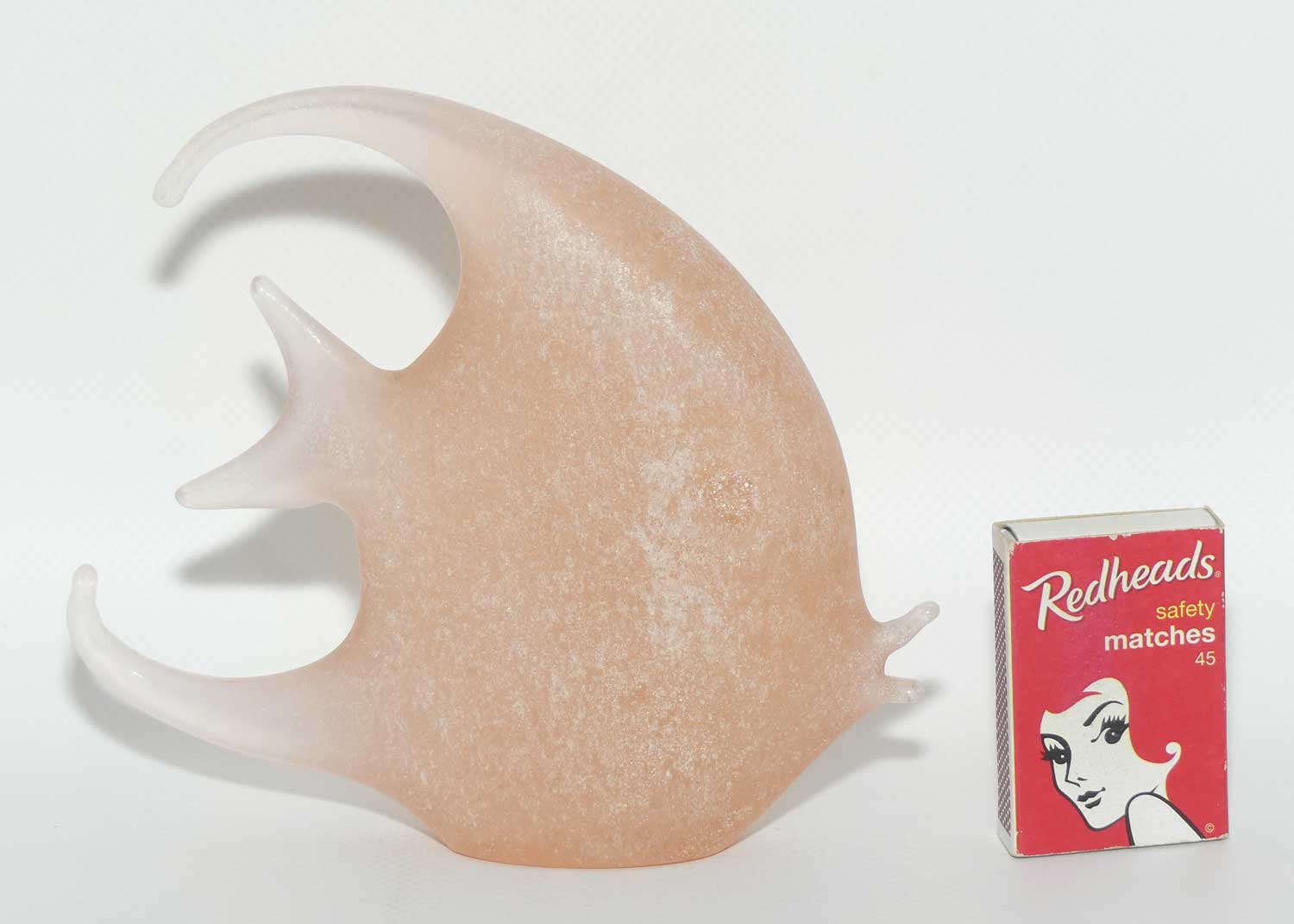 Murano Glass Salmon Pink Stippled finish Angel Fish | Vincenzo Nason and Co