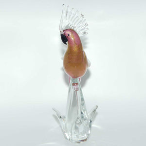 Murano Glass Pink Cockatoo | Pink Aventurine | signed Formia Murano