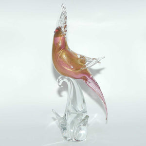 Murano Glass Pink Cockatoo | Pink Aventurine | signed Formia Murano