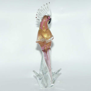 Murano Glass Pink Cockatoo | Pink Aventurine | signed Formia Murano