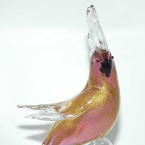 Murano Glass Pink Cockatoo | Pink Aventurine | signed Formia Murano