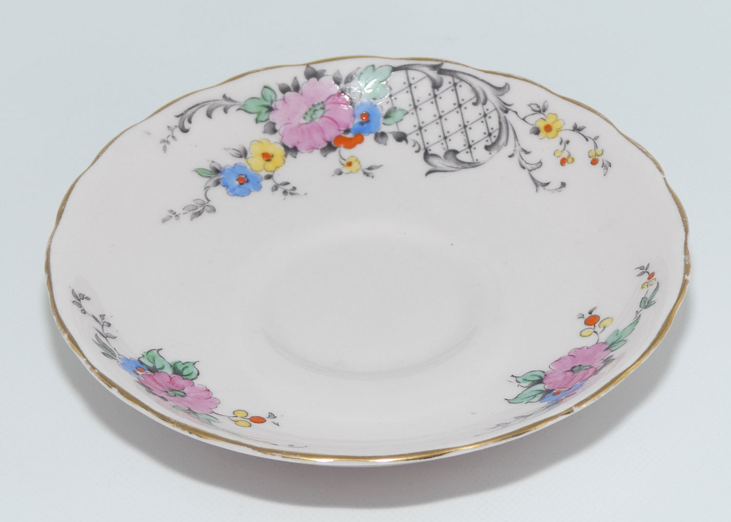 Tuscan Fine English Bone China Pink Floral and Lace trio