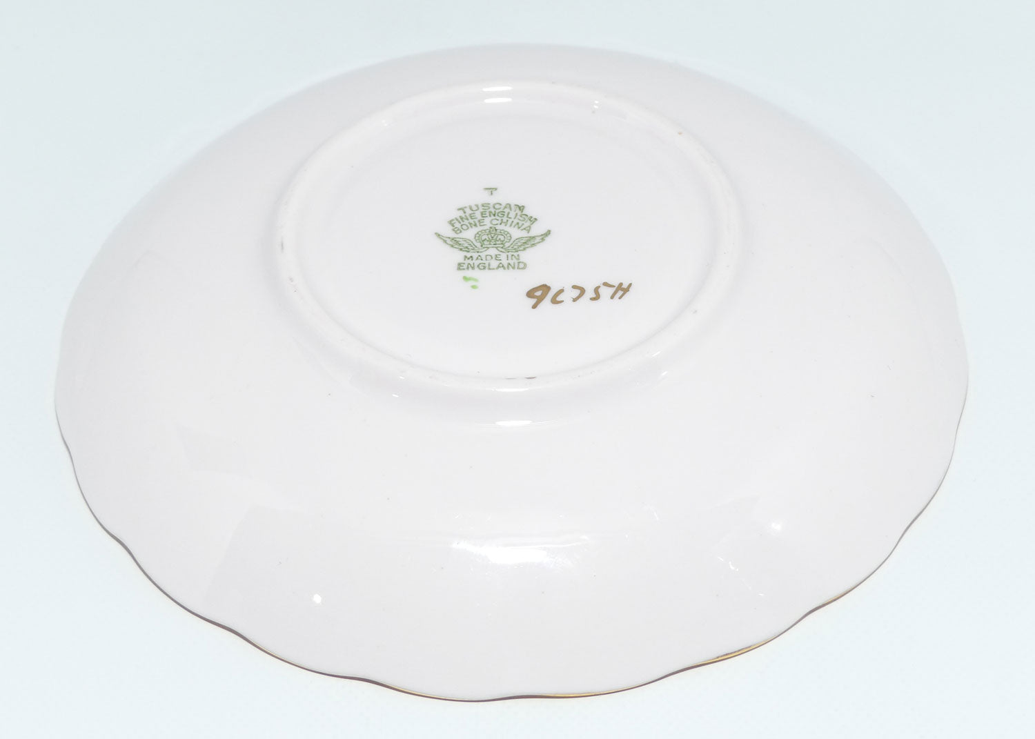 Tuscan Fine English Bone China Pretty Pink Rosebuds trio | Blue trim | large plate