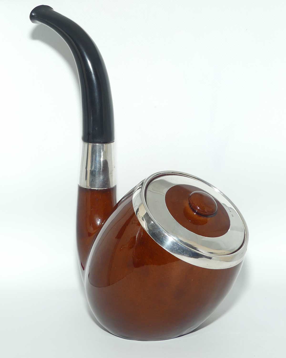 Royal Doulton Kingsware Pipe tobacco jar | Sterling Silver trim