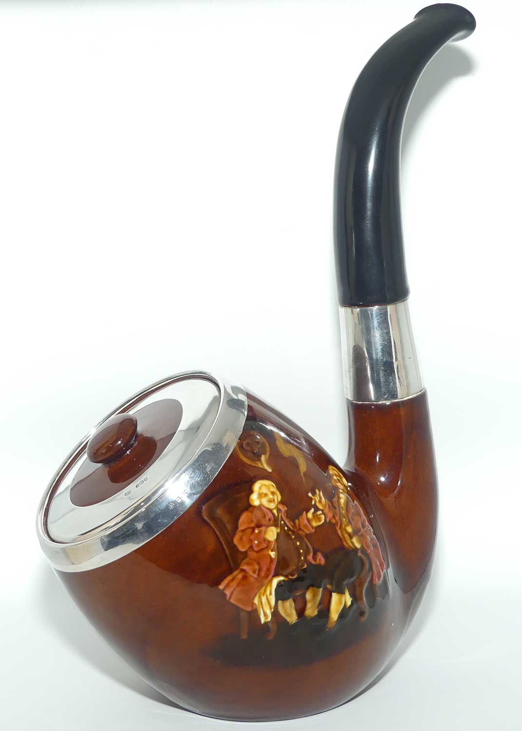 Royal Doulton Kingsware Pipe tobacco jar | Sterling Silver trim