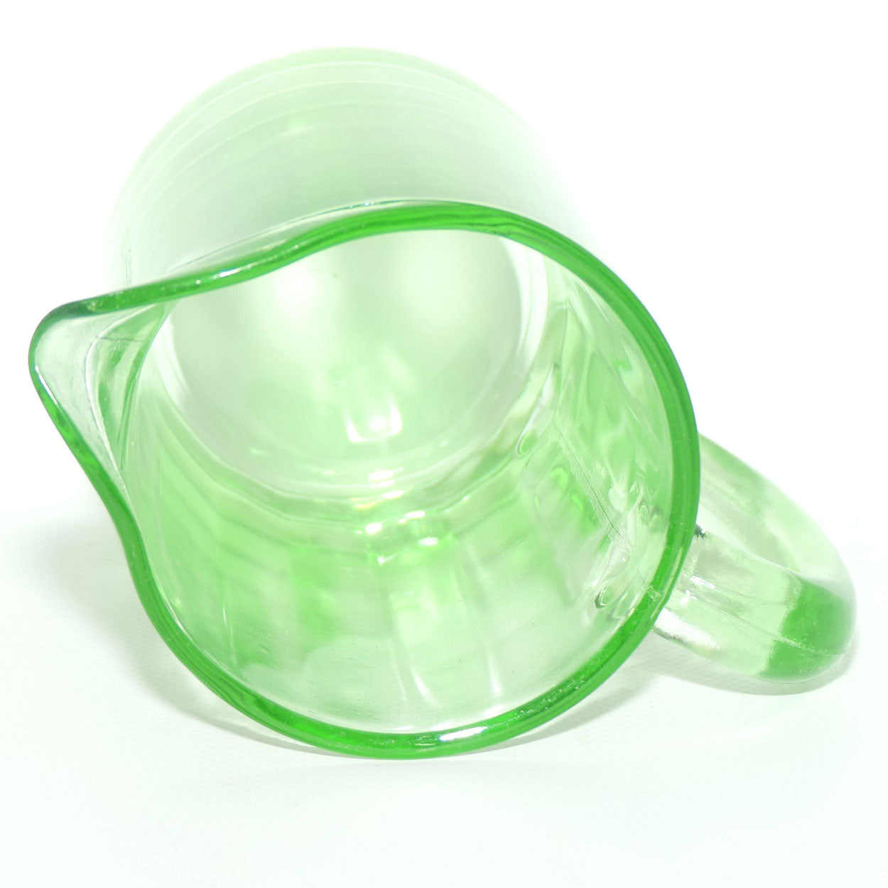 Green Depression Glass Plain water jug | 14.5cms | #2