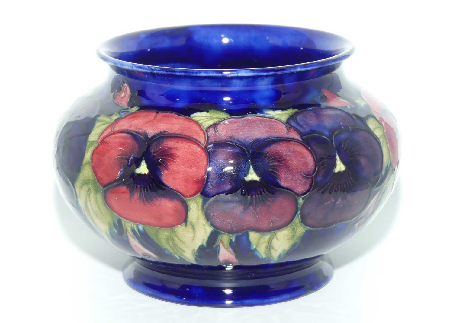 William Moorcroft Pansy Shape 58 fern pot or low vase