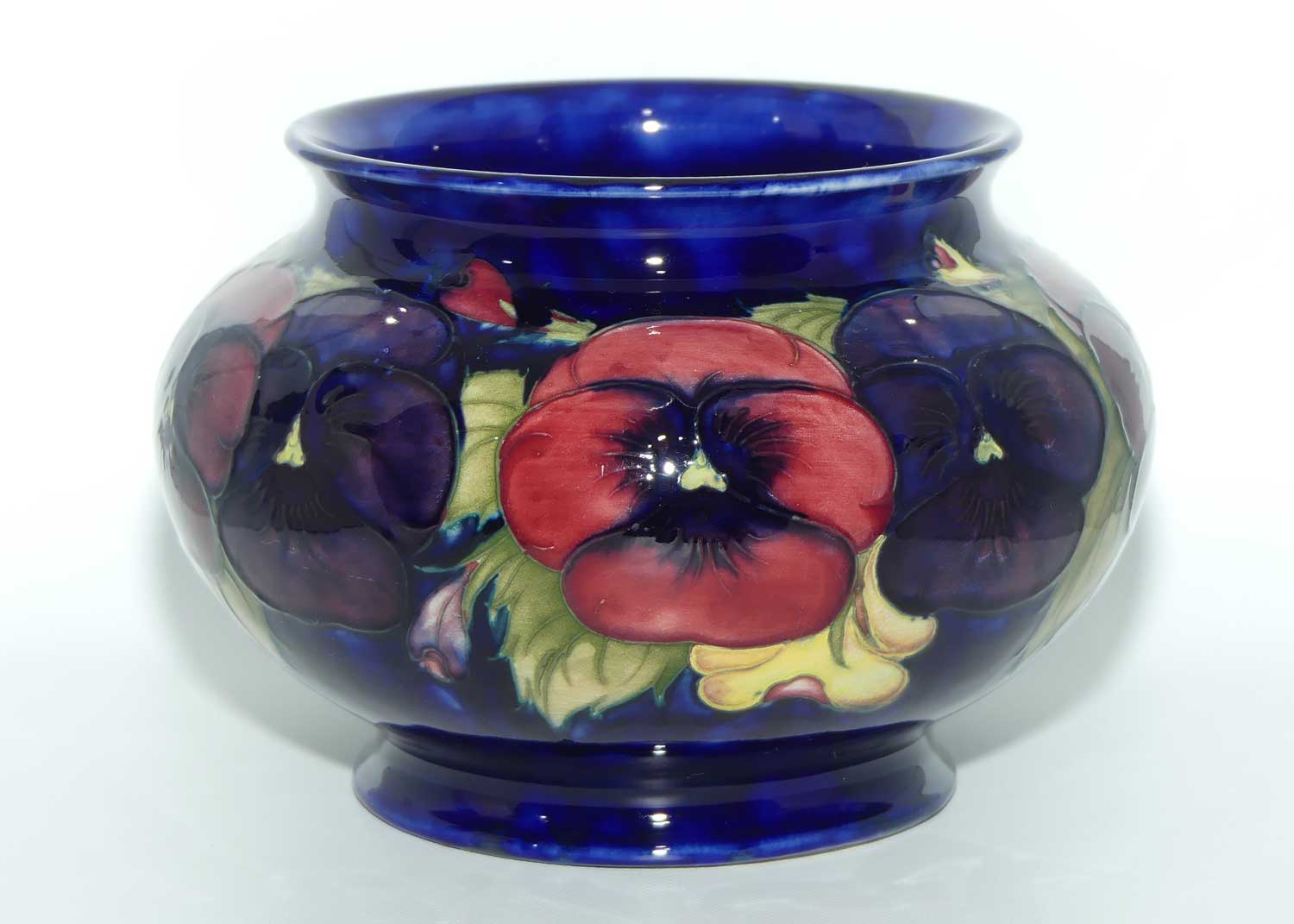 William Moorcroft Pansy Shape 58 fern pot or low vase